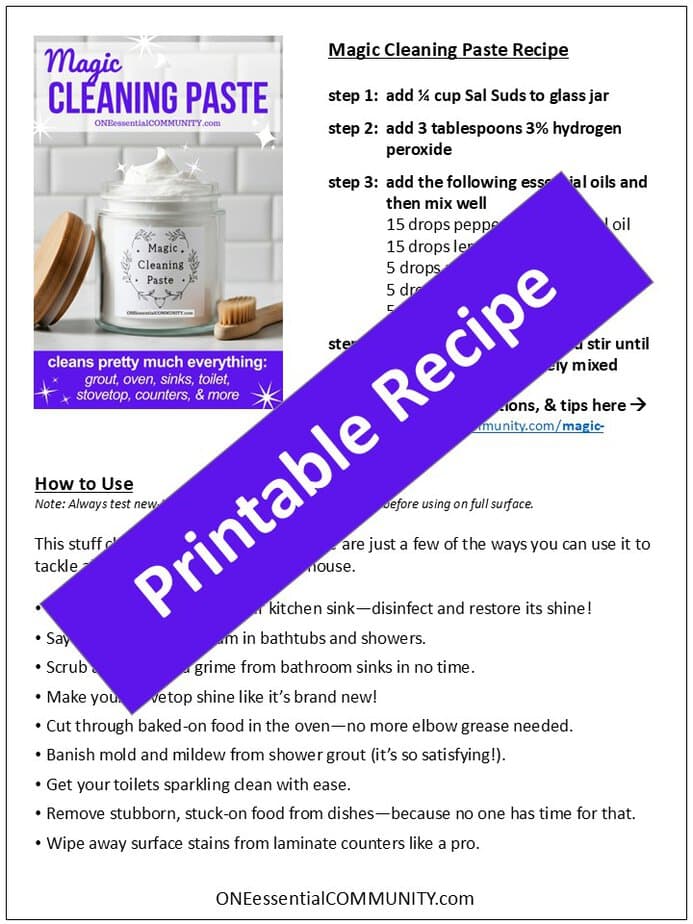 free printable of magic cleaning paste