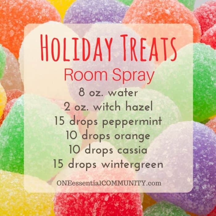 The 25+ BEST Christmas Holiday room spray recipes {made with essential oils}... Holiday Treats, Candy Cane Forest, Peace on Earth, Christmas Cheer, and more #essentialoils #essentialoilrecipes #essentialoilsprays #DIYroomsprays #Christmasroomsprays #essentialoilsforChristmas #homemadeChristmas #easyDIY