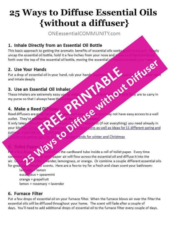 25 ways to diffuse without a diffuser PRINTABLE image