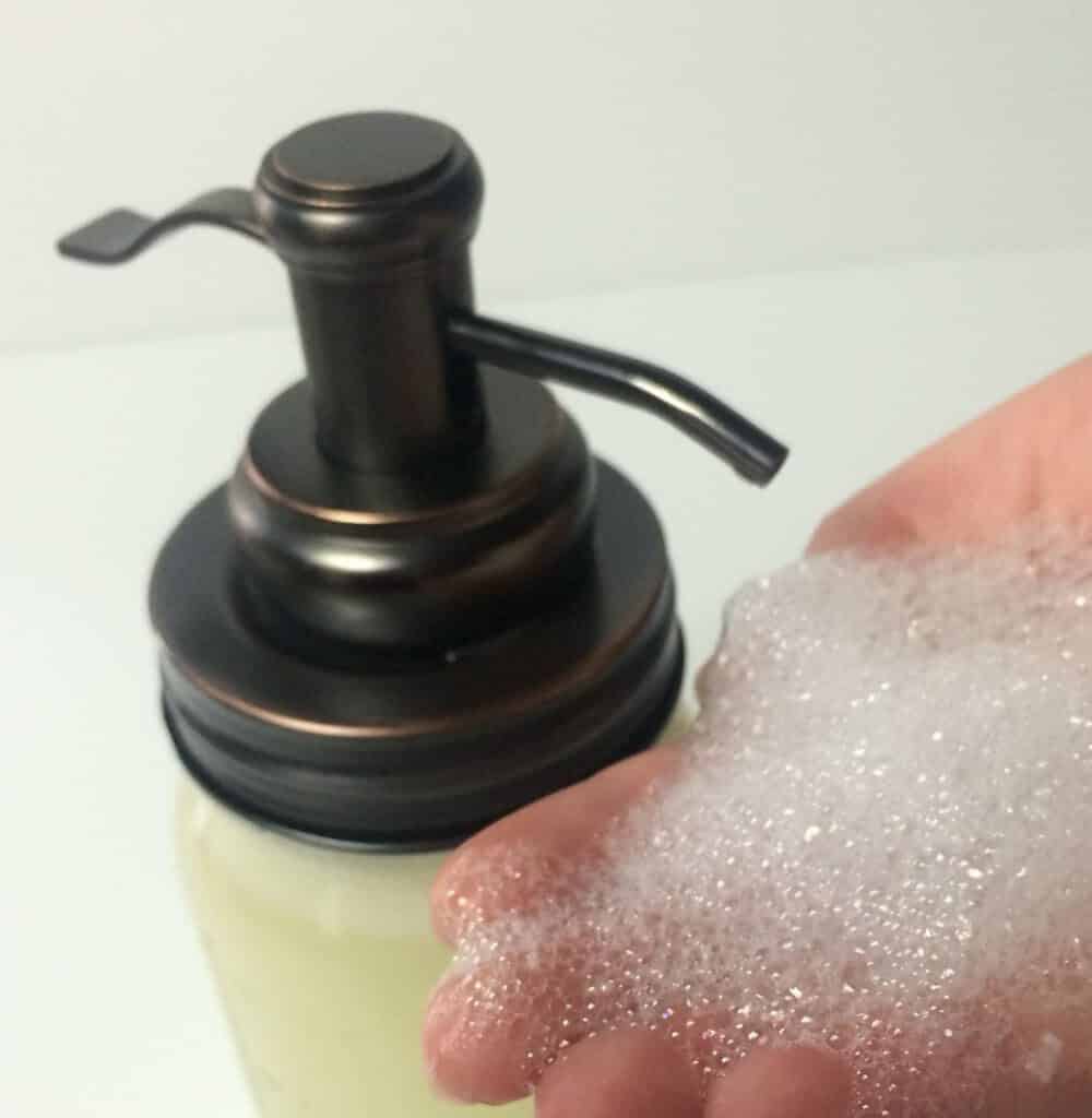 diy foaming hand soap made with essential oils-- with ideas for 21 spring and summer scents like lemon-basil and eucalyptus-spearmint