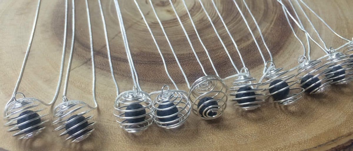 10 black lava beads inside diffuser necklaces