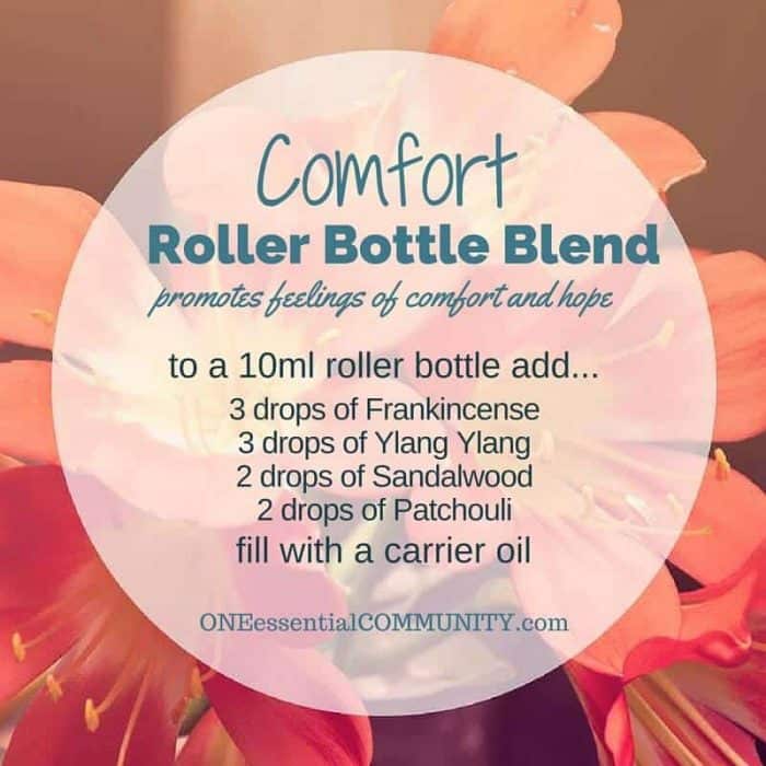 "comfort" roller bottle blend promotes feelings of comfort and hope-- LOVE this!! amazing find! there are tons of great roller bottle blends {and FREE super cute labels} for all kinds of emotions-- calm, focus, grounding, balance, gratitude, happy, energy, comfort, motivation, courage, confidence, cheer, creativity, and more!! 