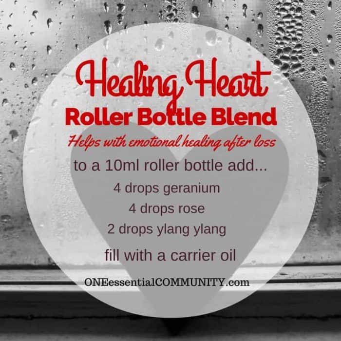 "healing heart" roller bottle blend helps with emoitonal healing after a loss-- LOVE this!! amazing find! there are tons of great roller bottle blends {and FREE super cute labels} for all kinds of emotions-- calm, focus, grounding, balance, gratitude, happy, energy, comfort, motivation, courage, confidence, cheer, creativity, and more!! 