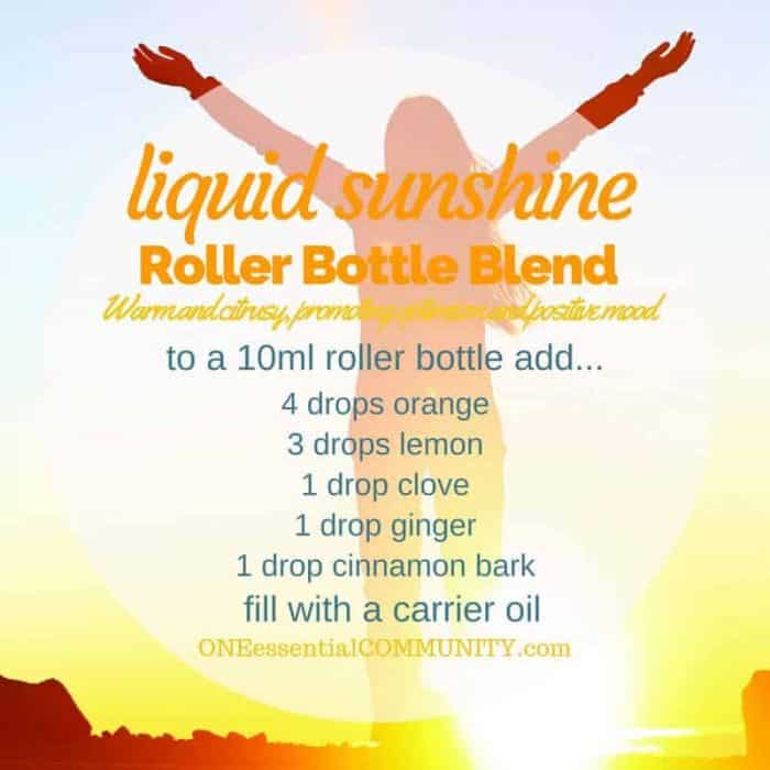 "liquid sunshine" roller bottle blend promotes a positive mood-- LOVE this!! amazing find! there are tons of great roller bottle blends {and FREE super cute labels} for all kinds of emotions-- calm, focus, grounding, balance, gratitude, happy, energy, comfort, motivation, courage, confidence, cheer, creativity, and more!! 