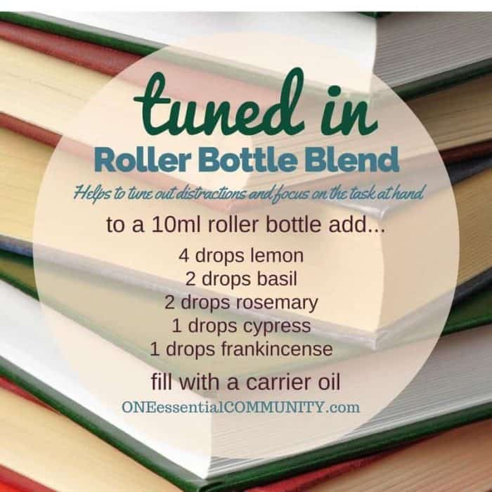 "tuned in" roller bottle blend helps to tune out distractions and focus on the task at hand-- LOVE this!! amazing find! there are tons of great roller bottle blends {and FREE super cute labels} for all kinds of emotions-- calm, focus, grounding, balance, gratitude, happy, energy, comfort, motivation, courage, confidence, cheer, creativity, and more!! 