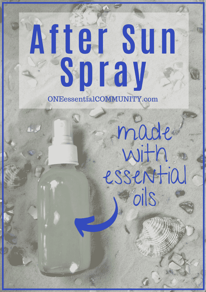 DIY after sun spray recipe made with essential oil-- refreshes & soothes sunburn, decreases itching, moisturizes skin, reducing likelihood of skin peeling and flaking, and it's cooling which feels great on hot, sunburned skin. {easy DIY recipe, essential oil recipe, natural DIY, natural sunburn relief, peppermint essential oil, lavender essential oil, doTERRA, Young Living, Plant Therapy}