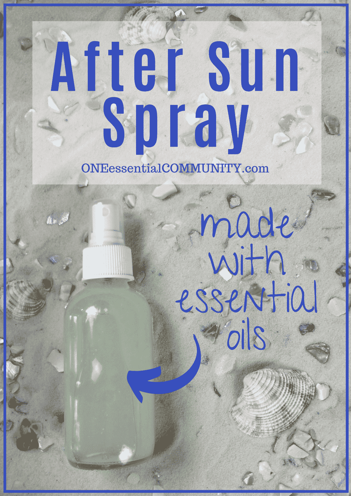 DIY after sun spray recipe made with essential oil-- refreshes & soothes sunburn, decreases itching, moisturizes skin, reducing likelihood of skin peeling and flaking, and it's cooling which feels great on hot, sunburned skin. {easy DIY recipe, essential oil recipe, natural DIY, natural sunburn relief, peppermint essential oil, lavender essential oil, doTERRA, Young Living, Plant Therapy}