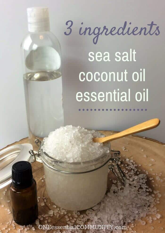 Easy 3 ingredient salt scrub exfoliates, moisturizes, & nourishes skin. My favorite thing is that there are 18 recipes for essential oil blends to customize your salt scrub!! blends include: cellulite helper, calm skin, muscle soother, grapefruit & fir, mojito, invigorating, rosemary & lavender, sea breeze, lemonade, good times, Hawaii dreams, autumn breeze, sweater weather, gingerbread, candy cane, and Christmas tree. So fun!! These would make great gifts!