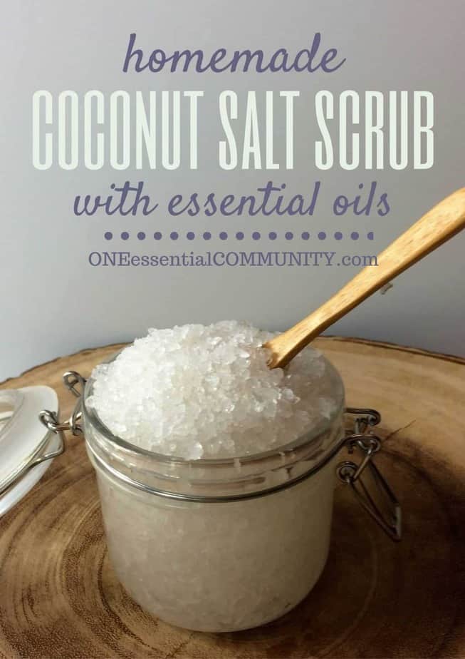 DIY coconut salt scrub made with essential oil