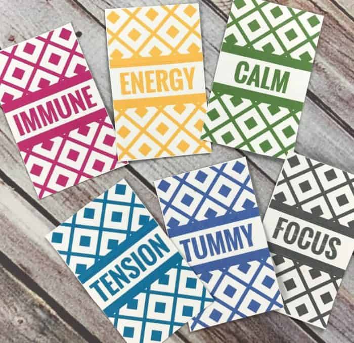 6 must-have essential oil roller bottle recipes with free PRINTABLE LABELS {Immune, Energy, Calm, Tension, Tummy, & Focus}