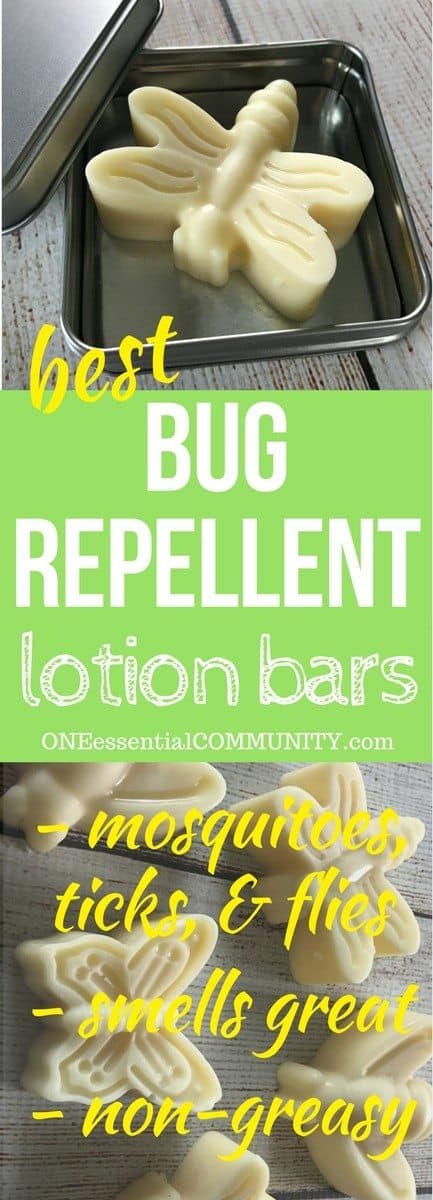 DIY Essential Oil Bug Repellent Lotion Bars -- all-natural and deet-free recipe to keep mosquitoes & ticks away. smell great & non-greasy