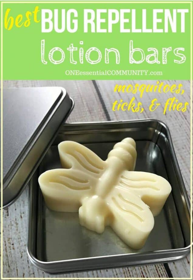 DIY Essential Oil Bug Repellent Lotion Bars -- all-natural and deet-free recipe to keep mosquitoes & ticks away. smell great & non-greasy