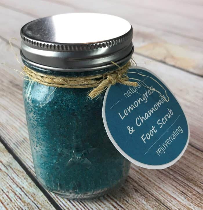 This homemade foot scrub has extra "oomph" to get dry, cracked heels and tough soles sandal ready. And it smells amazing!! made with lemongrass, chamomile, and lavender essential oils.