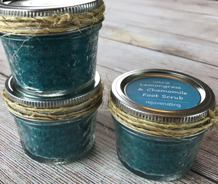 This homemade foot scrub has extra "oomph" to get dry, cracked heels and tough soles sandal ready. And it smells amazing!! made with lemongrass, chamomile, and lavender essential oils.