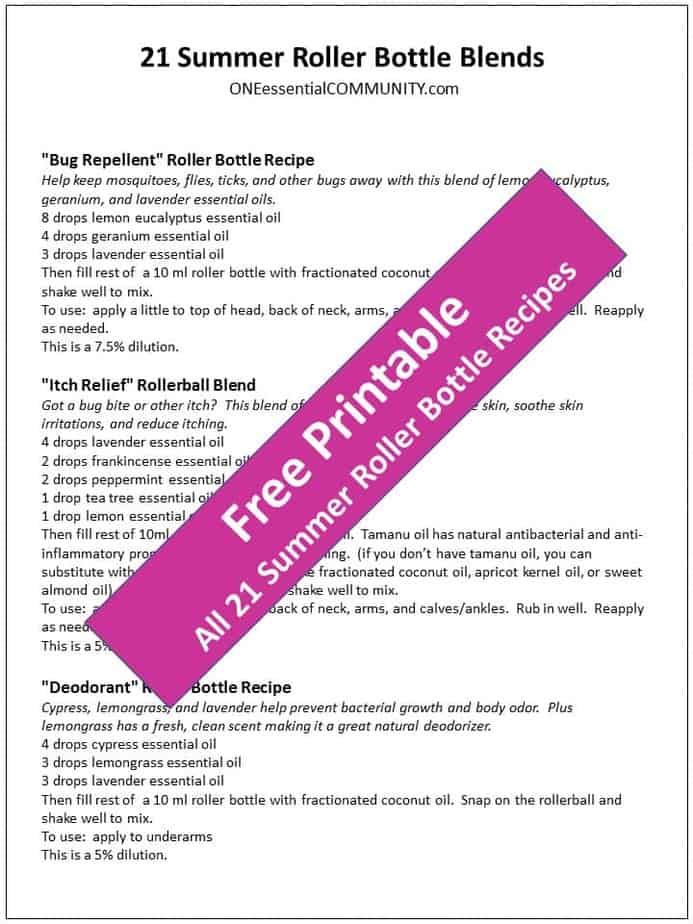 So glad I found this!! Bug Repellent, Itch Relief, Deodorant, Beat the Heat, Motion Sickness, Jet Lag, Foot Cooling, Tummy , Cellulite, Varicose & Spider Veins, Muscle Soother, and more -- 21 favorite essential oil roller bottle recipes for summer