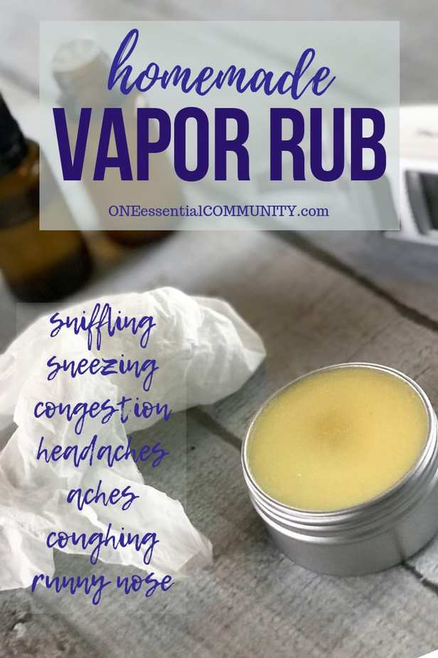 homemade vapor rub for colds & flu. Use essential oils in this natural remedy to open sinuses, clear congestion, relieve headache, soothe aches, and get a great night's sleep. essential oil recipe, essential oil chest rub, essential oil vapor rub, essential oil DIY, essential oils for colds & flu, natural remedy, DIY recipe, #essentialoilrecipe #essentialoilDIY #doterra #youngliving