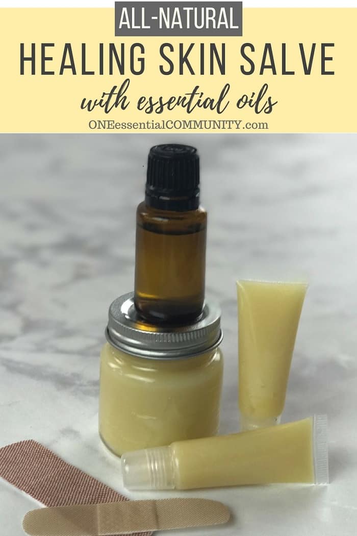 DIY all-purpose essential oil healing skin salve recipe: eczema, chapped skin, cracked heels, minor cuts, bug bites, bee stings, rash, burns, and more. essential oil DIY, essential oil recipe, doTERRA, Young Living