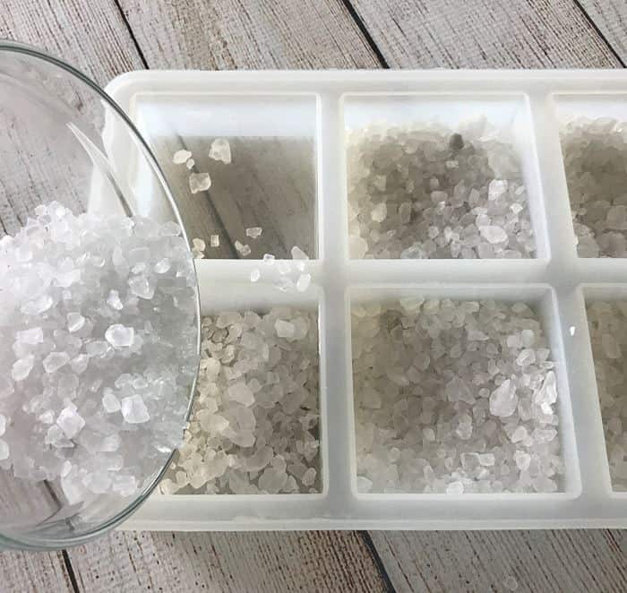 putting rock salt in silicone molds