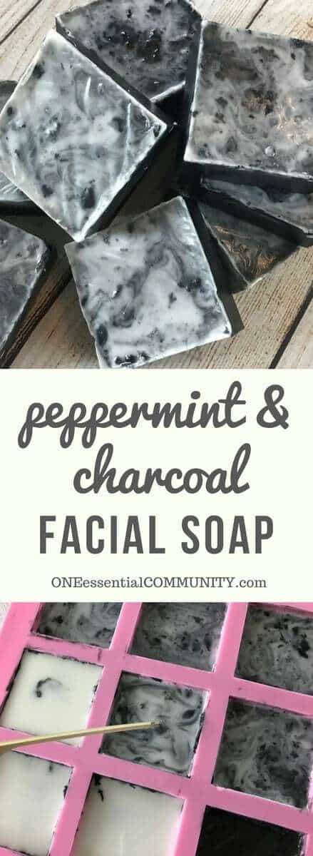 Easy DIY peppermint & charcoal detox soap recipe with peppermint essential oil. Helps increase circulation, unclogs pores, remove impurities, fight acne, and improve the health of your skin. {essential oils for skin, Young Living, doTERRA, essential oil soap, essential oil DIY, essential oil recipes)