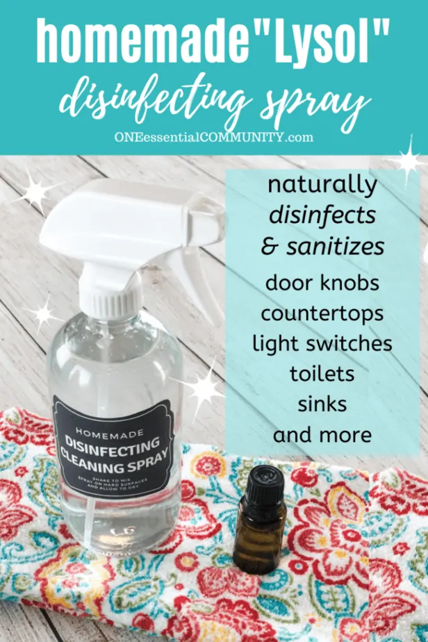 natural DIY cleaning and disinfecting spray made with essential oils-- it's the easy way to sanitize and disinfect door knobs, countertops, light switches, toilets, sinks, and more. plus there's a great list of disinfecting essential oils that are antimicrobial, anti-viral, antibacterial, and more. {DIY essential oil recipe, doTERRA, Young Living, Plant Therapy}
