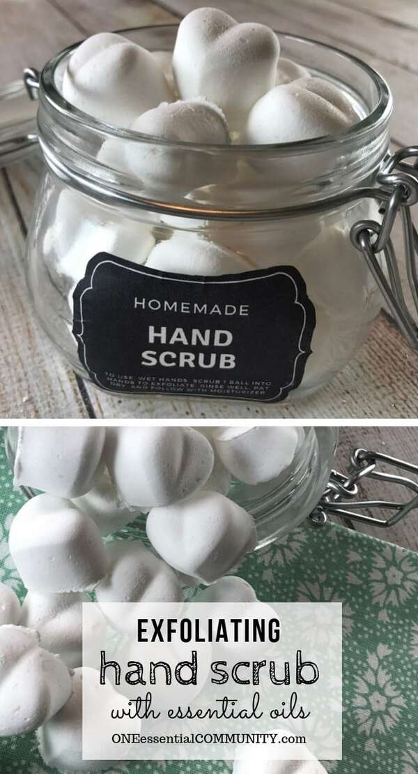 Easy homemade hand scrub recipe with essential oils to exfoliate dry skin. All natural, inexpensive, & easy to make. Adorable, free printable labels - Great for DIY gifts! man, gardener, mechanic, Christmas, Mother's Day. Made with Epsom salt, baking soda, and lemon and lavender essential oil. essential oil recipe, essential oil DIY, homemade hand scrub, doTERRA, Young Living, essential oil gifts