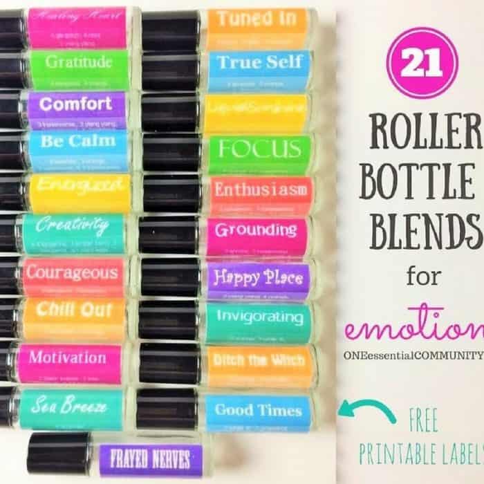 21 roller bottle recipes for emotions free printable labels one