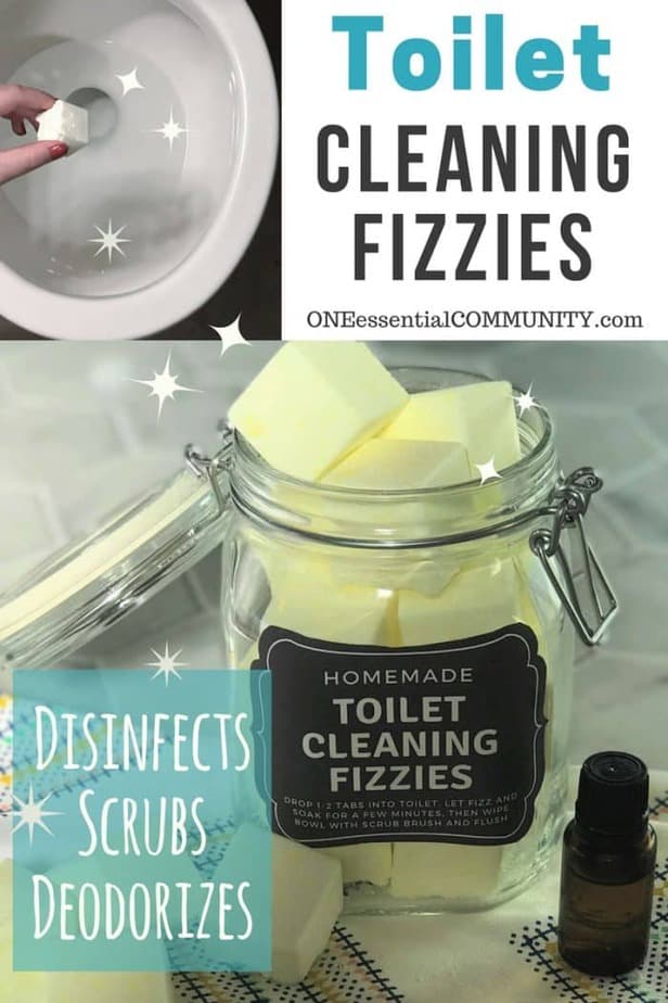 DIY Toilet Cleaning Fizzies with essential oil {aka toilet bombs) - cleans, freshens, scrubs, removes stains, deodorizes, and disinfects. made with lemon essential oil DIY natural toilet cleaner #toiletbomb #naturalDIY #toiletcleaner #bathroomcleaner #DIYessentialoil #essentialoilcleaning #lemonessentialoil, doTERRA, Young Living, toilet bomb, essential oil toilet cleaner