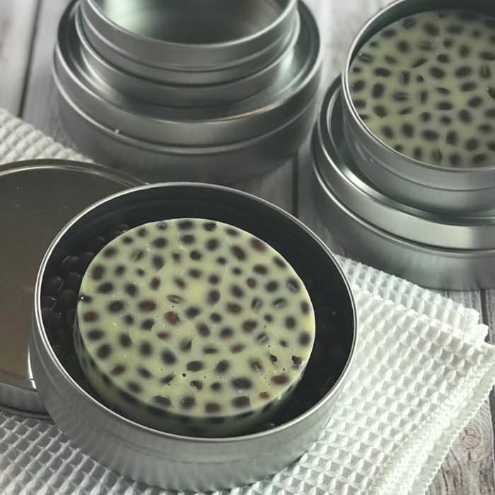 Lush copycat recipe for Wiccy Magic Muscles massage lotion bars - combination of cinnamon and peppermint essential oils provides warm, tingly sensation that soothes sore, achy muscles. Adzuki beans apply light pressure and feel like tiny little fingertips giving you a wonderful relaxing massage. #Lushcopycat #essentialoilrecipes #essentialoilDIY #essentialoiluses #lotionbars #essentialoils #DIYbeauty