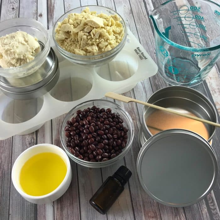 Lush copycat recipe for Wiccy Magic Muscles massage lotion bars - combination of cinnamon and peppermint essential oils provides warm, tingly sensation that soothes sore, achy muscles. Adzuki beans apply light pressure and feel like tiny little fingertips giving you a wonderful relaxing massage. #Lushcopycat #essentialoilrecipes #essentialoilDIY #essentialoiluses #lotionbars #essentialoils #DIYbeauty