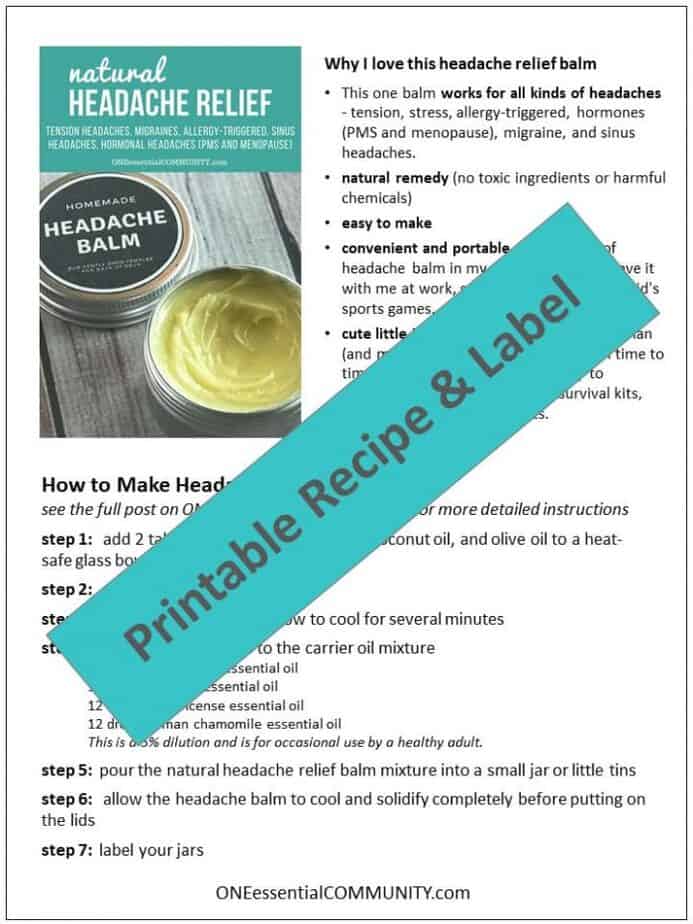 This one natural headache relief balm stops headache pain from all kinds of headaches - tension, stress, allergy-triggered, hormones (PMS and menopause), migraine, and sinus headaches. it's an easy DIY made with the natural goodness of essential oils. #essentialoils #essentialoilrecipes #DIYrecipes #yleo #doterra #essentialoiluses #naturalremedies #headacheremedies #headacherelief #headacheessentialoil #headache