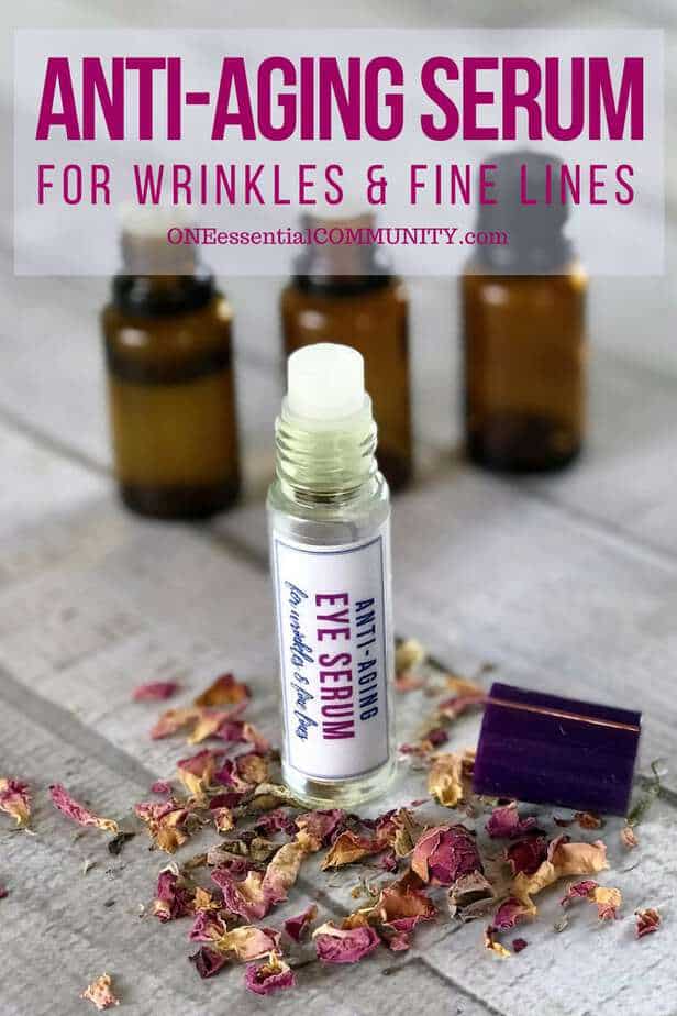 natural anti-aging serum with essential oils -- boosts collagen, rejuvenates cells, and plumps skin to reduce appearance of fine lines and wrinkles {essential oil recipes, essential oil uses, natural beauty, DIY recipes, essential oils for wrinkles, essential oils for aging, essential oils for skincare, doTERRA, Young Living, essential oil moisturizer, essential oils for face}