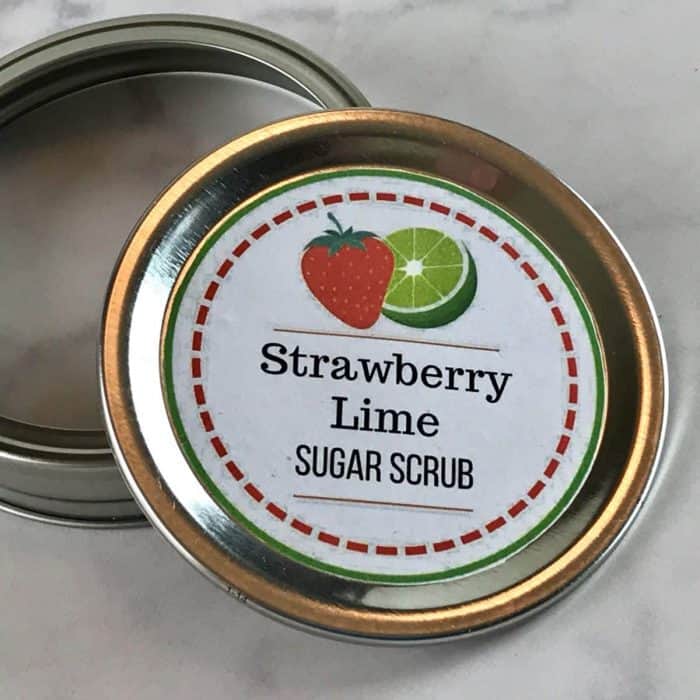 What's better than soft, smooth, exfoliated skin? Soft, smooth, exfoliated skin that smells like fresh-picked strawberries! Homemade strawberry lime sugar scrub recipe {with essential oils} Essential oil recipe, essential oil DIY, homemade sugar scrub, natural beauty recipe, essential oil sugar scrub, essential oil gifts, doTERRA, Young Living, DIY gifts