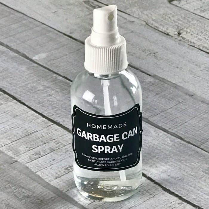 DIY trash can deodorizer spray made with essential oils- gets rid of stinky smells and keeps garbage cans smelling fresh & clean for days. {essential oil recipe, essential oil cleaning, essential oil spray, doterra, young living, plant therapy, natural cleaning} #doterra #youngliving #essentialoilrecipes