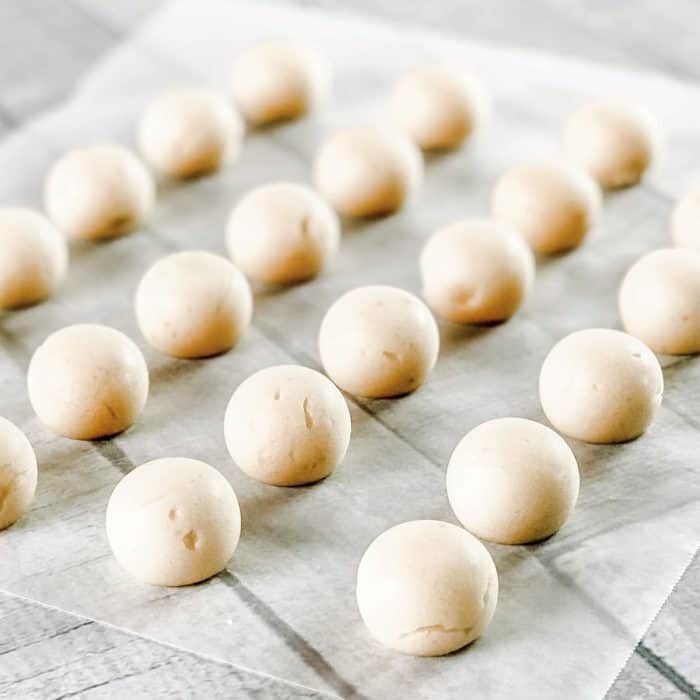 cough drop balls on waxed paper