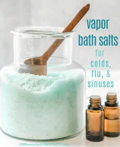 vapor bath soak with essential oil bottles