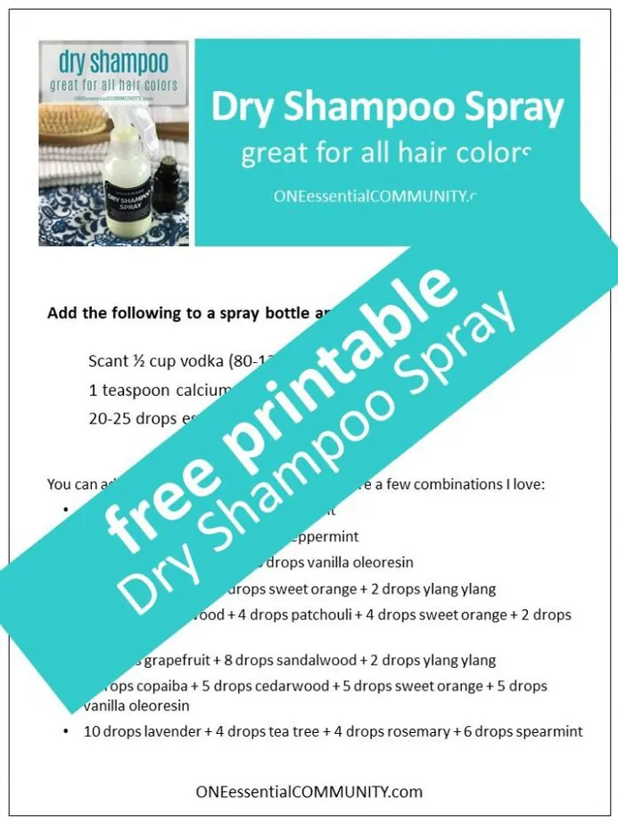 free printable for dry shampoo spray recipe and label