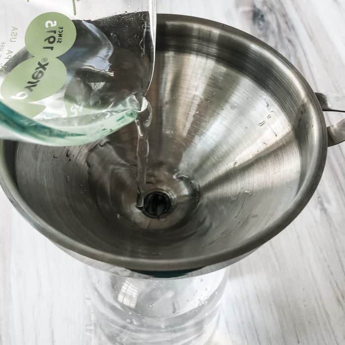 pouring in distilled water