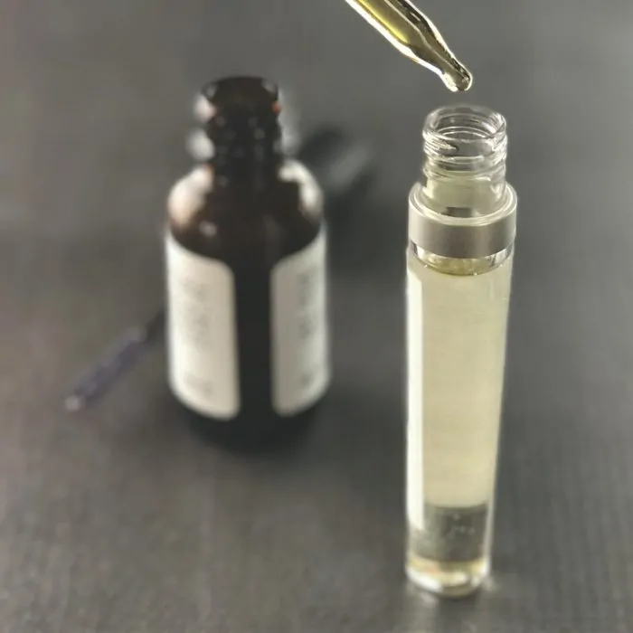 add 3ml sweet almond oil to the castor oil in the eyebrow growth serum