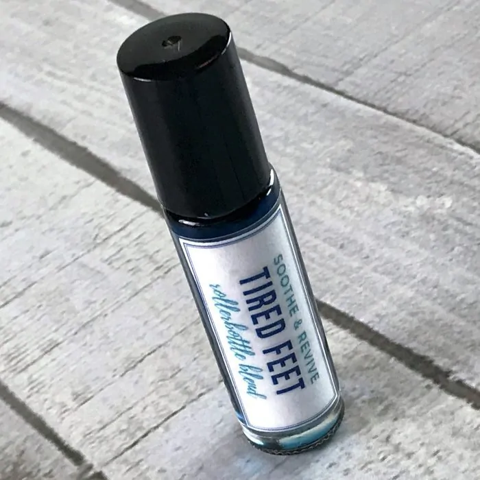 free printable label applied to soothe & revive tired feet rollerball
