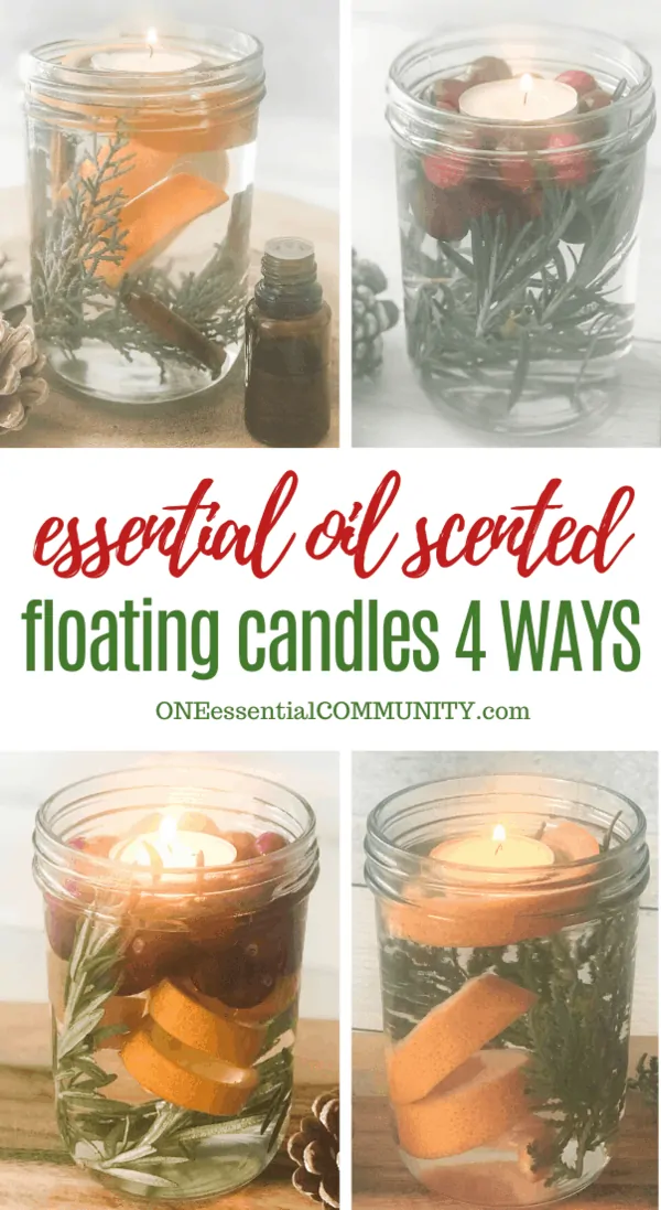 How to make scented Christmas floating candles in mason jar with essential oils, easy DIY to fill your home with holiday aromas, essential oil scented floating candles four ways