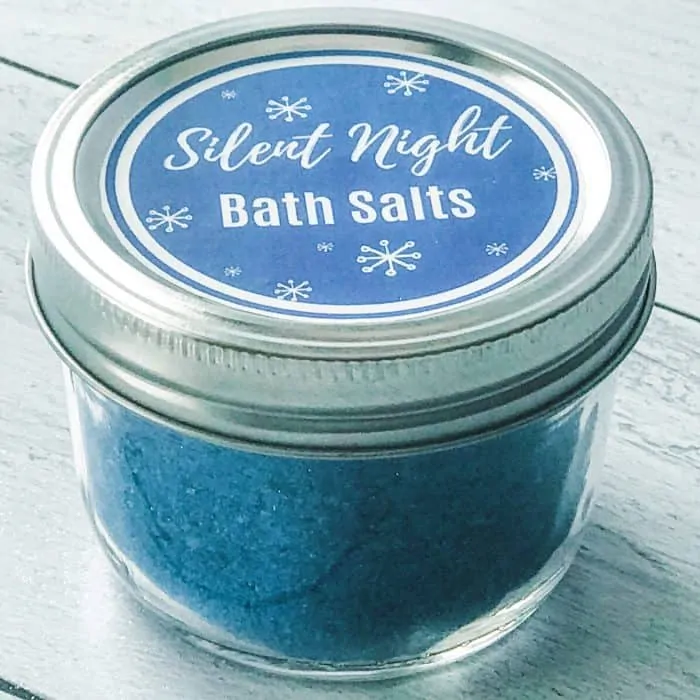 SIlent Night Bath Salts in jar with custom label