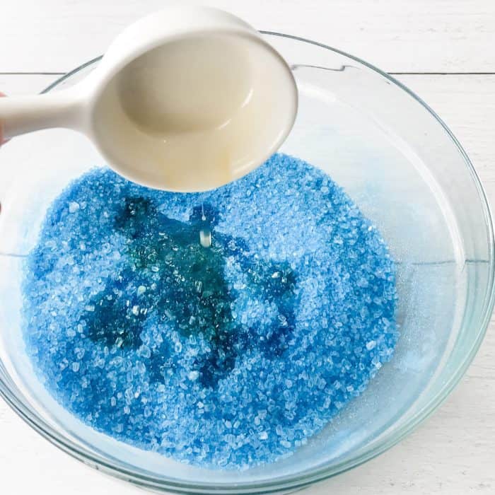 adding oils to the bath salts mixture