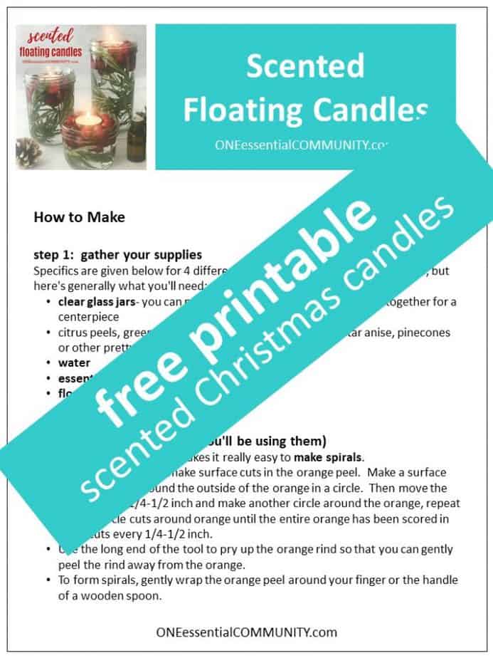 free printable for how to make scented floating candles with essential oils