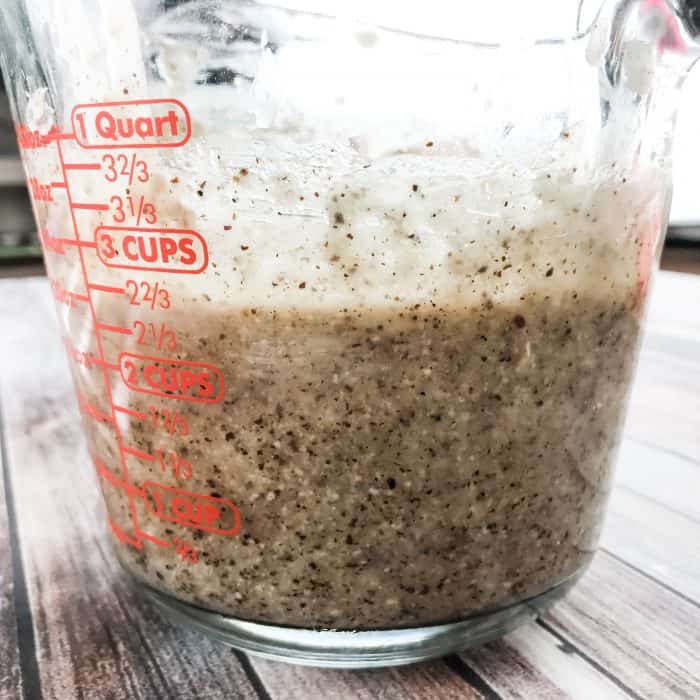 stirred-in ground rice, almonds, and beans to melted cocoa butter and shea butter and lemon and lavender essential oils to make homemade Lush Buffy Bar with essential oils