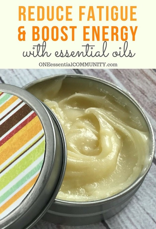 Reduce Fatigue and Boost Energy with essential oils energy boosting cream title image with cream in tin