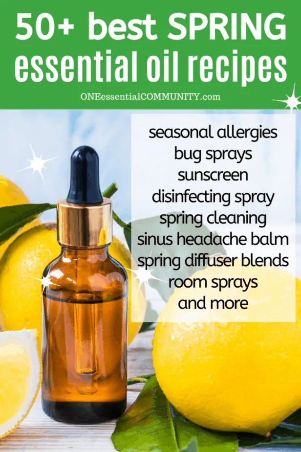 DIY essential oil recipes for seasonal allergies, bug sprays, sunscreen, spring diffuser blends, spring room spray, homemade "febreeze" linen spray, DIY disinfecting spray, sinus headache balm, bug repellent lotion bars, essential oil spring cleaning recipes, and LOTS MORE! There are rollerball recipes, inhalers, sprays, diffuser blends, and more {essential oil recipes, DIY cleaning, doTERRA, Young Living, Plant Therapy}