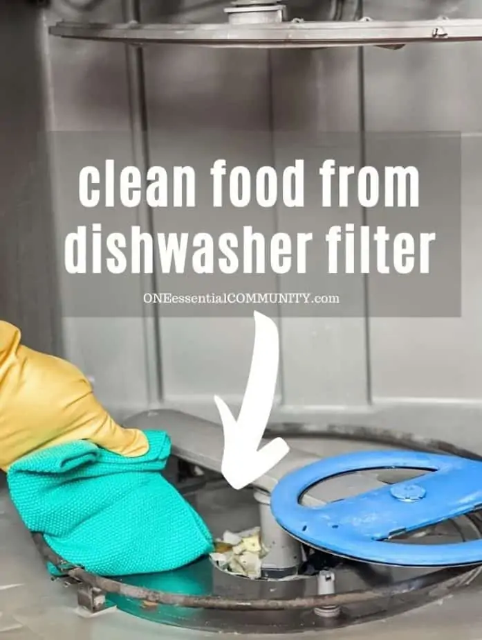 cleaning food from dishwasher filter