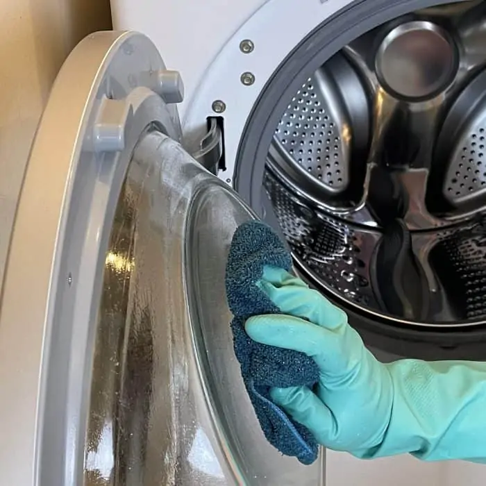cleaning the door of washing machine