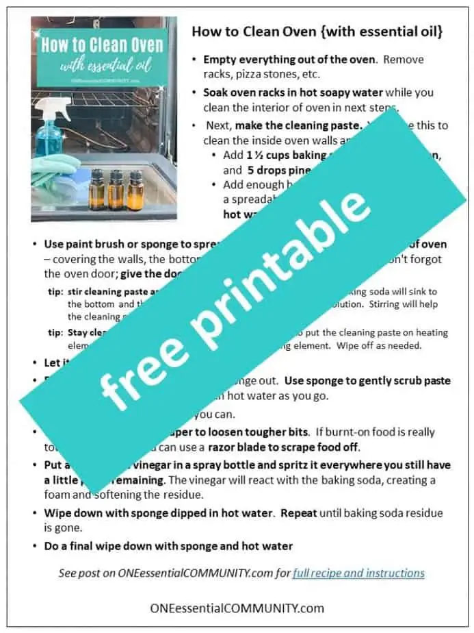 free printable of how to clean oven with essential oil