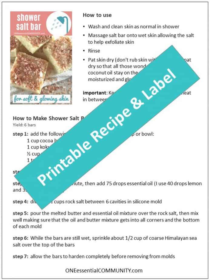 free printable for salt scrub bar recipe